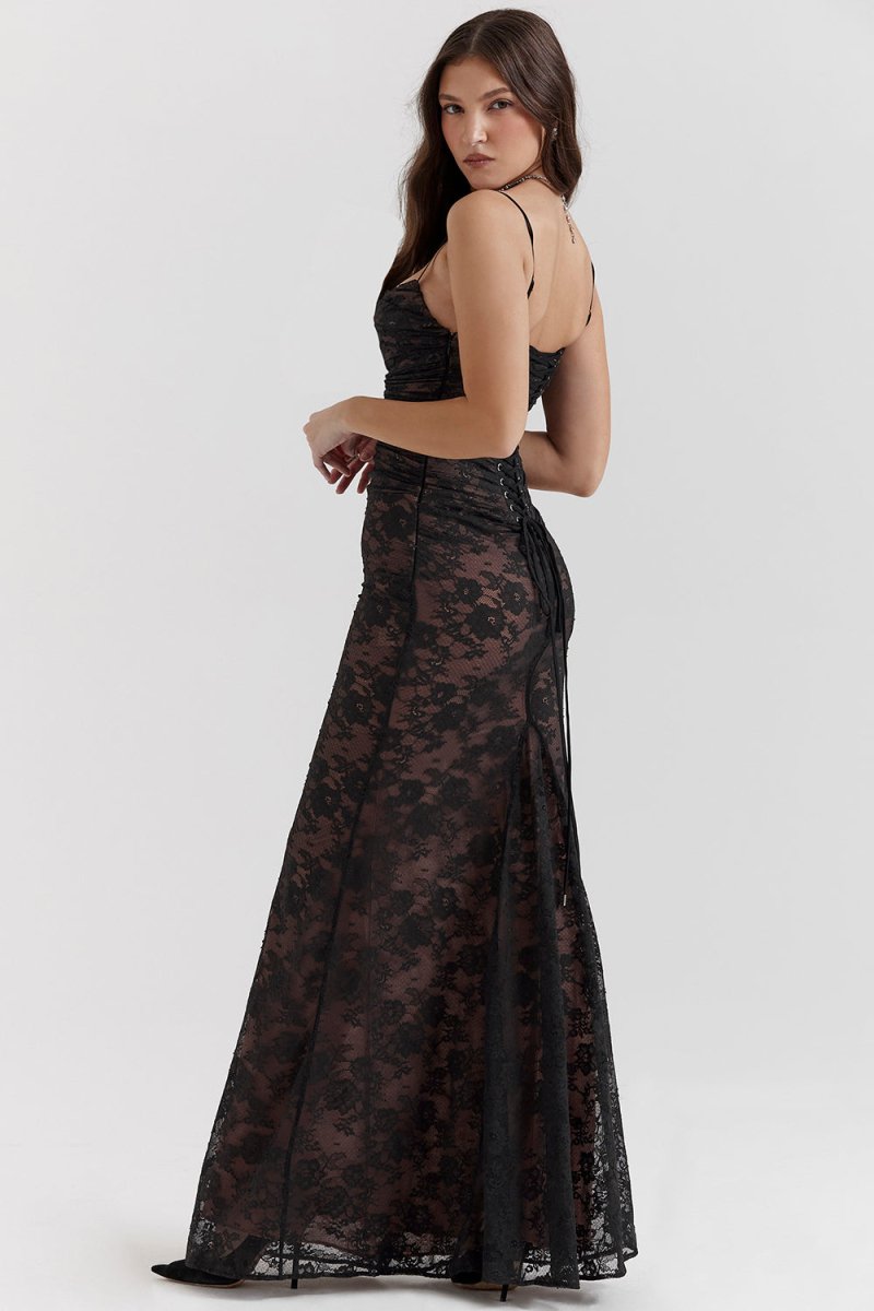 Elegantes Damen Korsett-Kleid mit Spitze und Schnürung