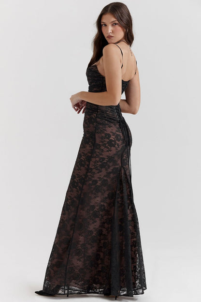 Elegantes Damen Korsett-Kleid mit Spitze und Schnürung