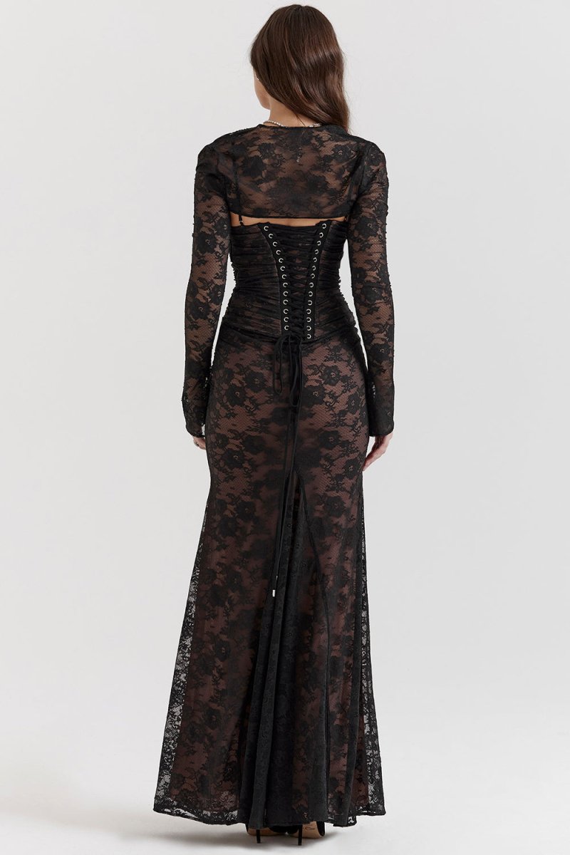 Elegantes Damen Korsett-Kleid mit Spitze und Schnürung