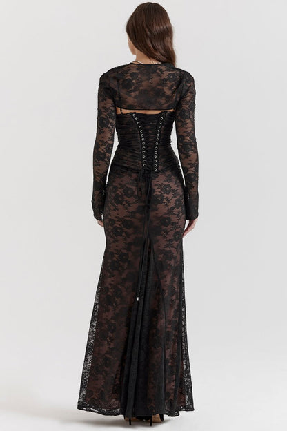 Elegantes Damen Korsett-Kleid mit Spitze und Schnürung