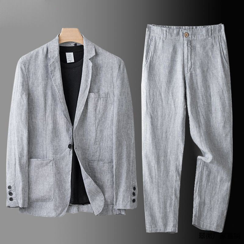 Entspannter Leinenblazer Herren Anzug Set - Chard