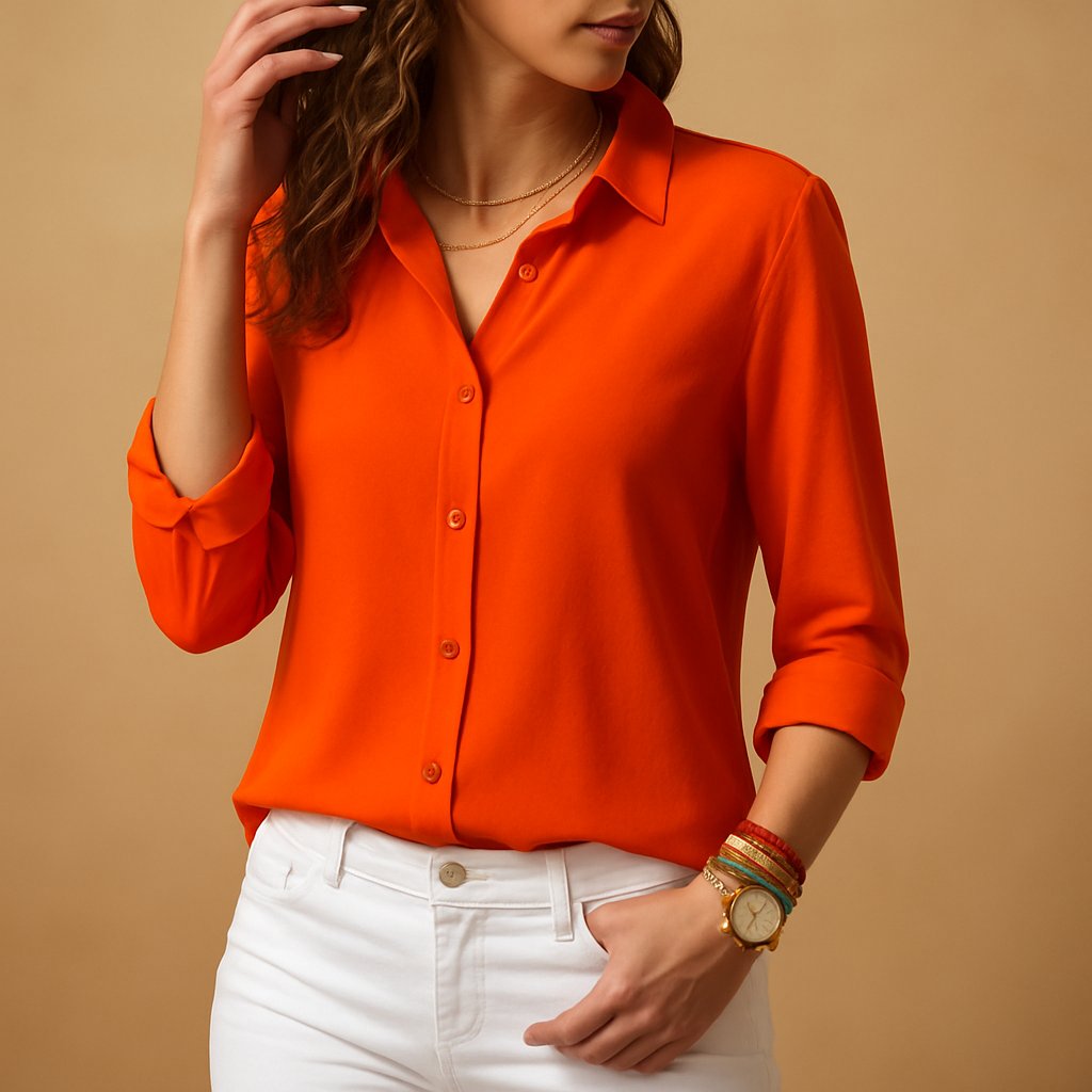 Elegante Damenbluse mit Knöpfen Schwarz