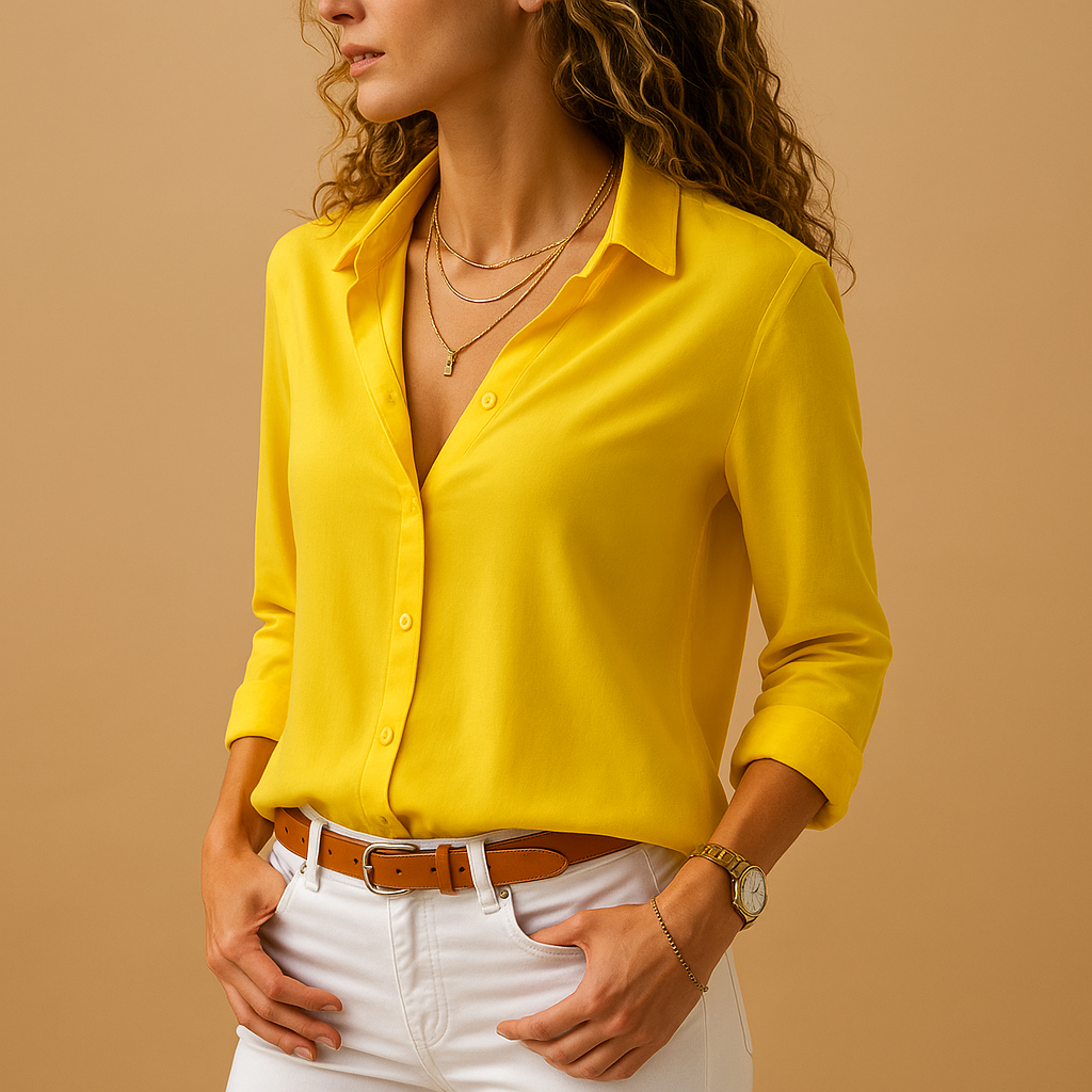 Elegante Damenbluse mit Knöpfen Schwarz
