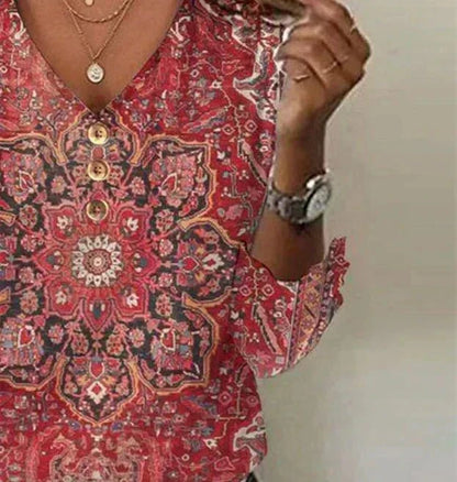 Damen Bluse Boho Print Orientalisch
