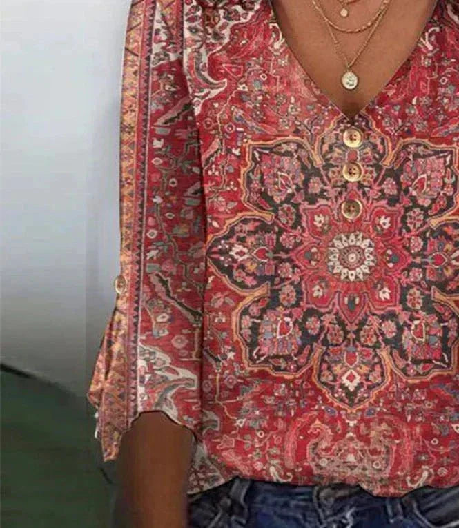 Damen Bluse Boho Print Orientalisch