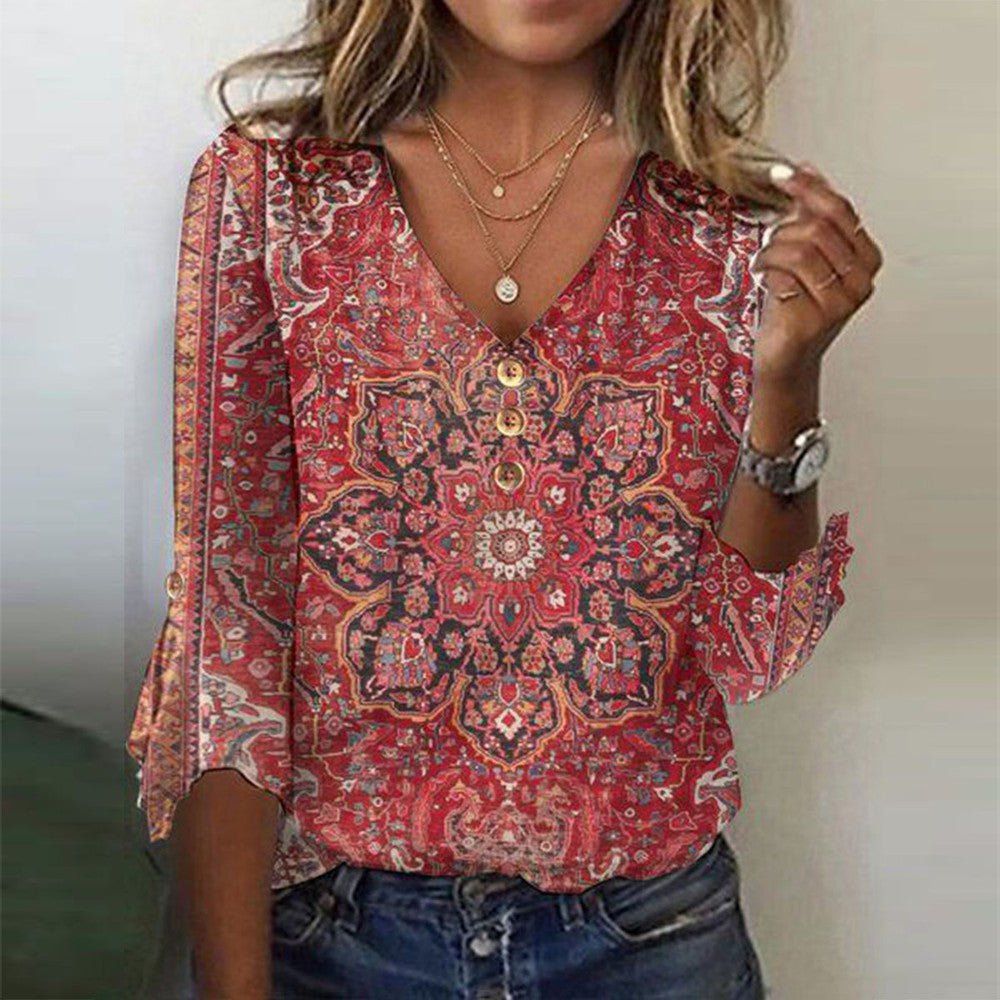 Damen Bluse Boho Print Orientalisch - BerlinGlamour