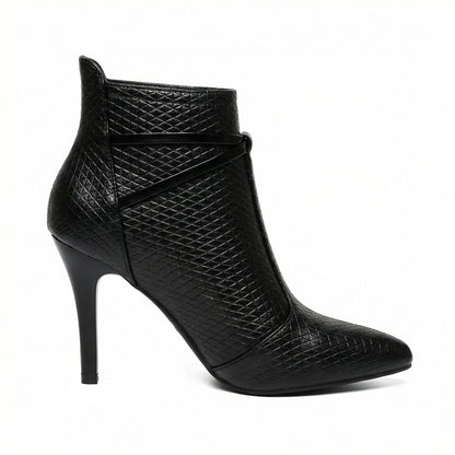 Damen Stiefeletten Spitze Modisch Schwarz