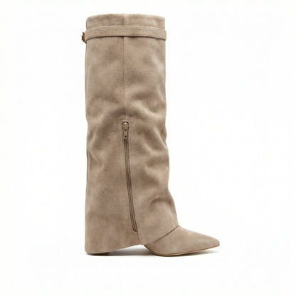 Damen Stiefel Wildleder Braun Heidi Style
