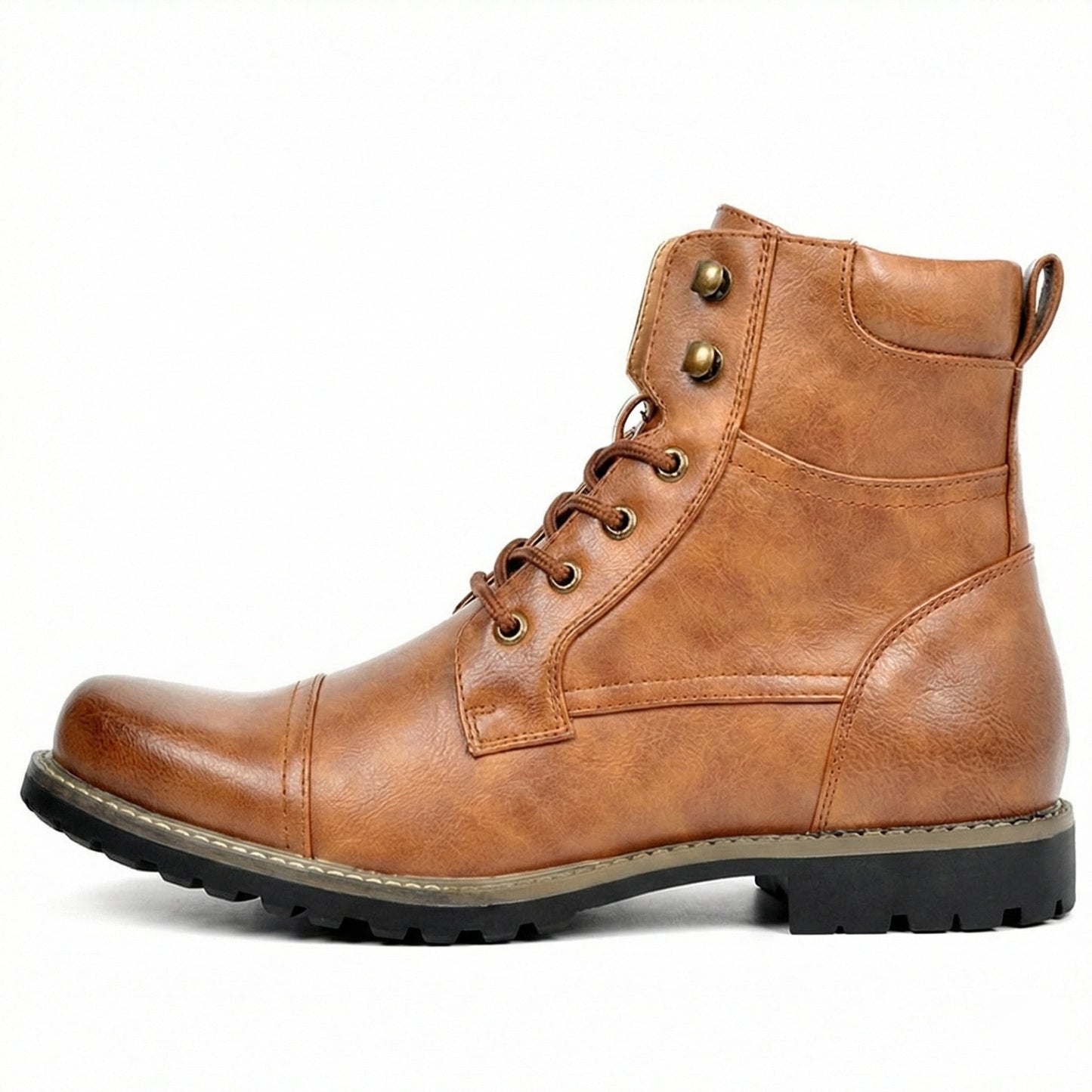 Leder Motorradstiefel Herren Echtes Leder Schwarz