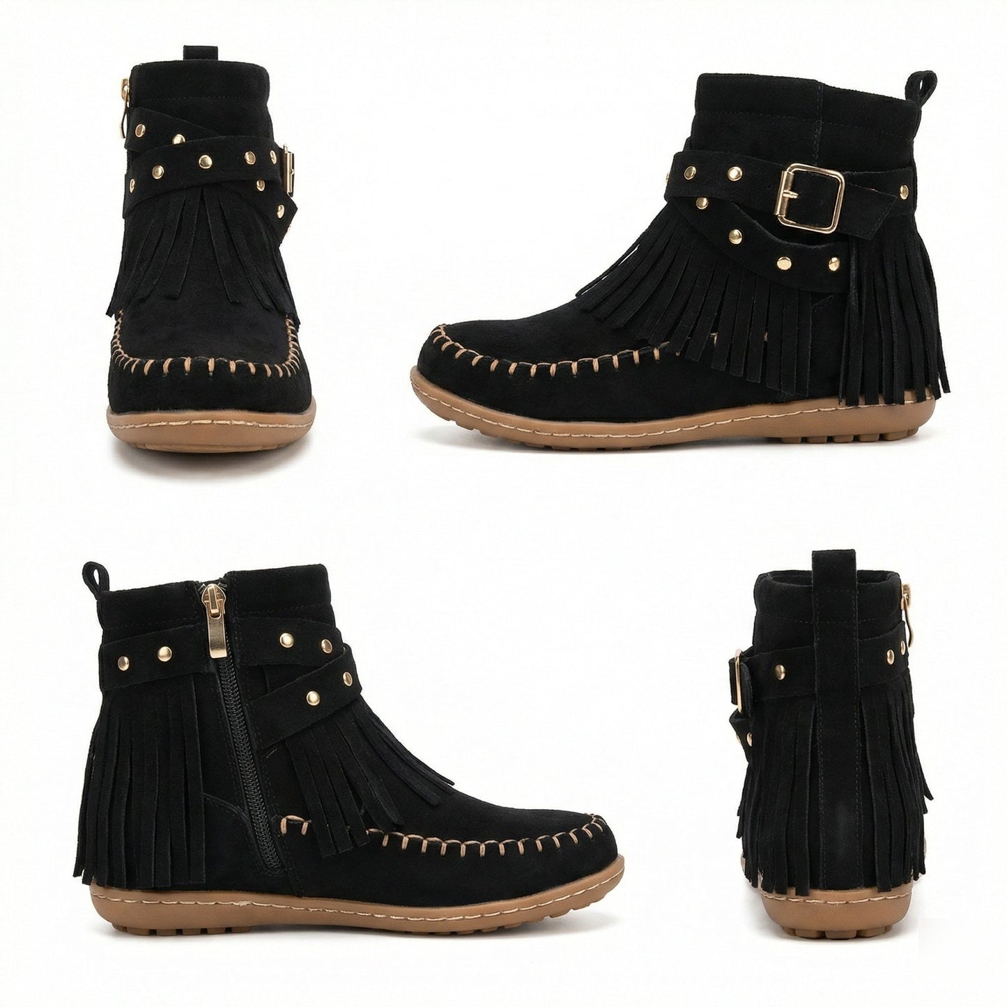 Warme Knöchelschuhe Fransen Schuhe Frauen Stil