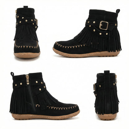 Warme Knöchelschuhe Fransen Schuhe Frauen Stil