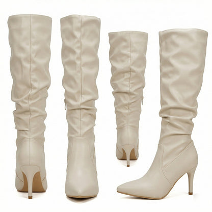 Damen Stiefel High Heels Gerafft Glamour Schuhe