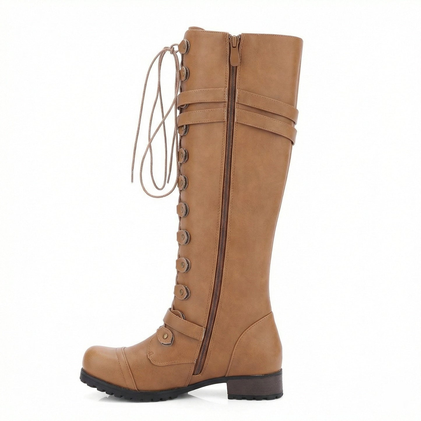 Damen Schnürstiefel Steampunk Stil Vintage Leder