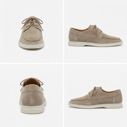 Italienische Wildleder Loafer Schuhe Braun Schnürsenkel