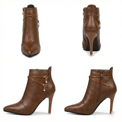 Damen Stiefeletten Spitze Modisch Schwarz