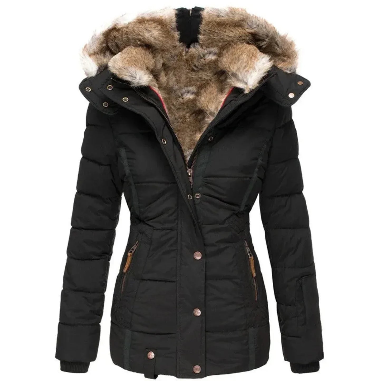 Damen Winterjacke Modern Luxus Stil Schwarz - BerlinGlamour