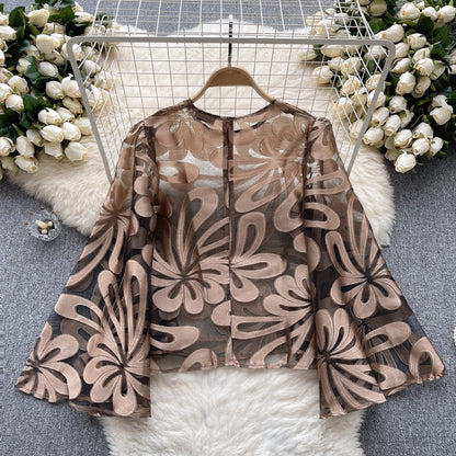 Elegante Gaze Bluse Gedruckt Lässig Frauen - BerlinGlamour