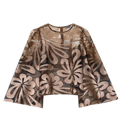 Elegante Gaze Bluse Gedruckt Lässig Frauen