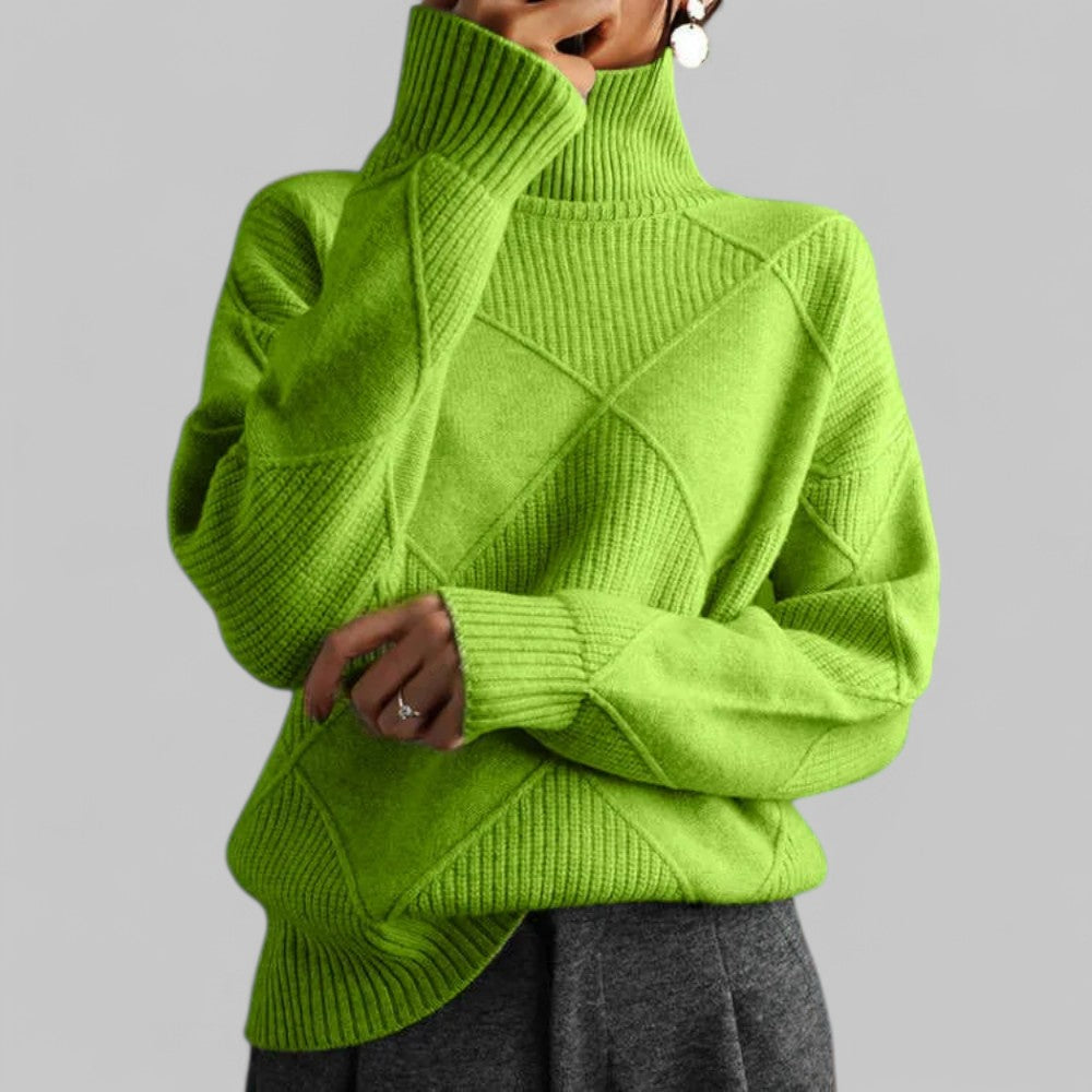 Damen Pullover Rollkragen Locker Geschnitten Bequem