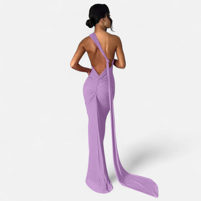 Damen Maxikleid Ein Schulter Neckholder Sommerkleid