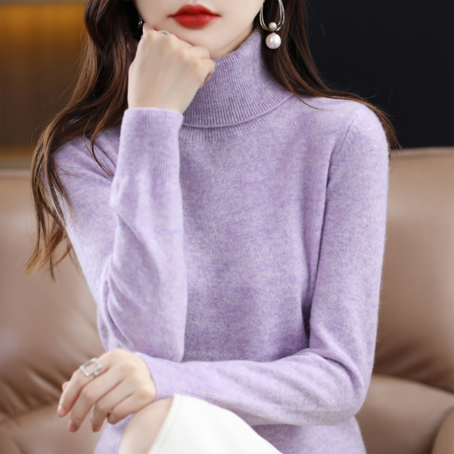 Damen Rollkragenpullover Klassisch Warm Winter