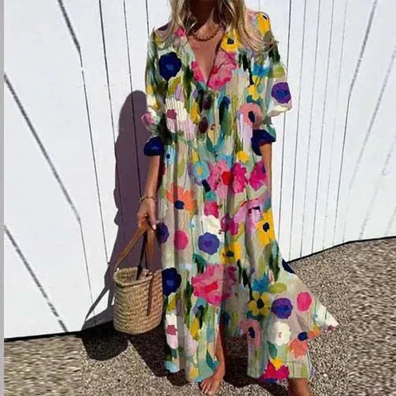 Boho Maxi Kleid Lang Klassisch Frauenkleid
