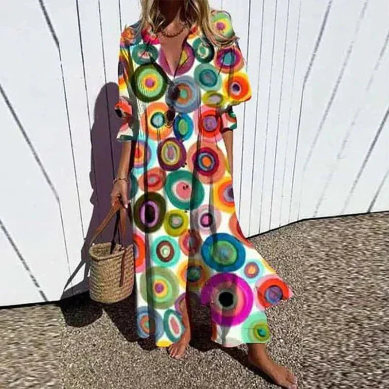 Boho Maxi Kleid Lang Klassisch Frauenkleid