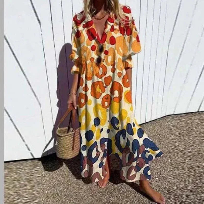 Boho Maxi Kleid Lang Klassisch Frauenkleid