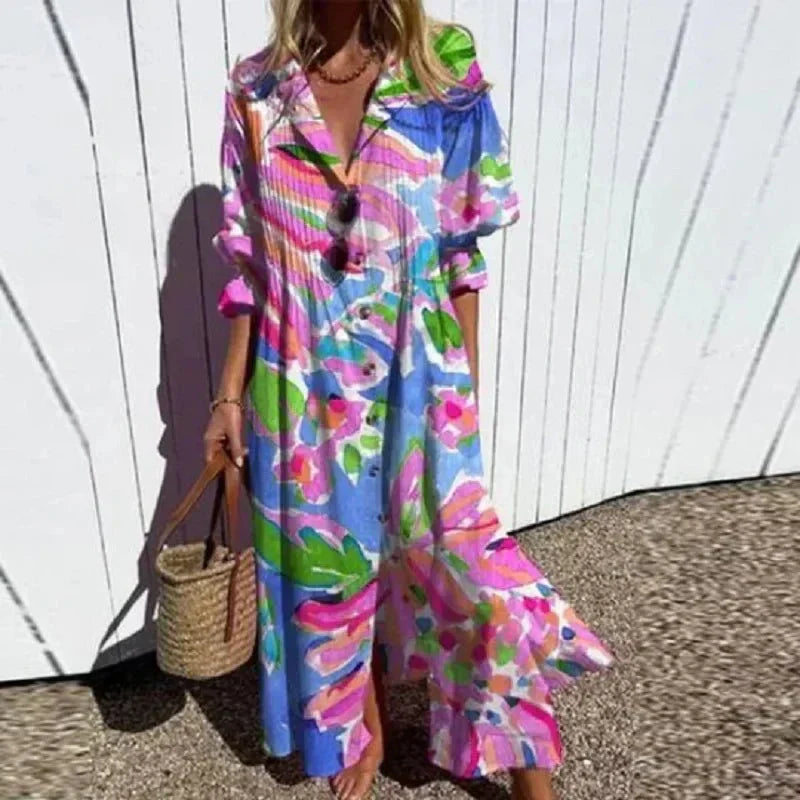 Boho Maxi Kleid Lang Klassisch Frauenkleid