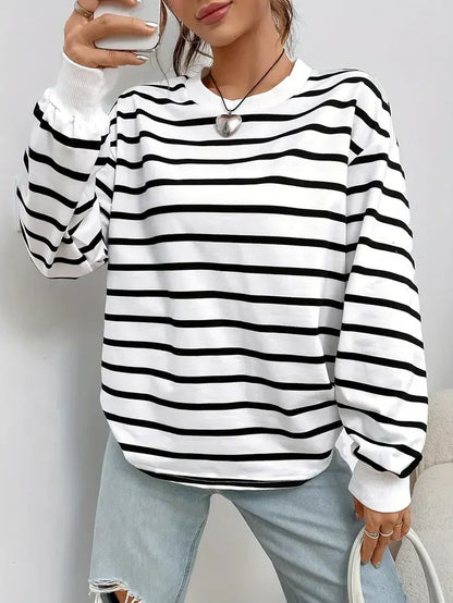 Damen Sweatshirt Streifen Design Modern