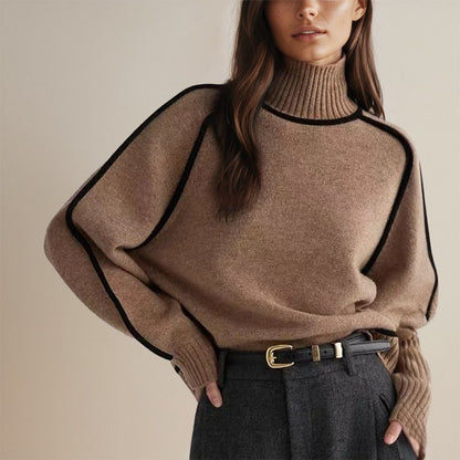Damen Rollkragenpullover Winter Warm Colorblock