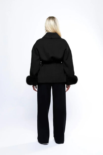 Lana Luxe Coat schwarz, Rückenansicht
