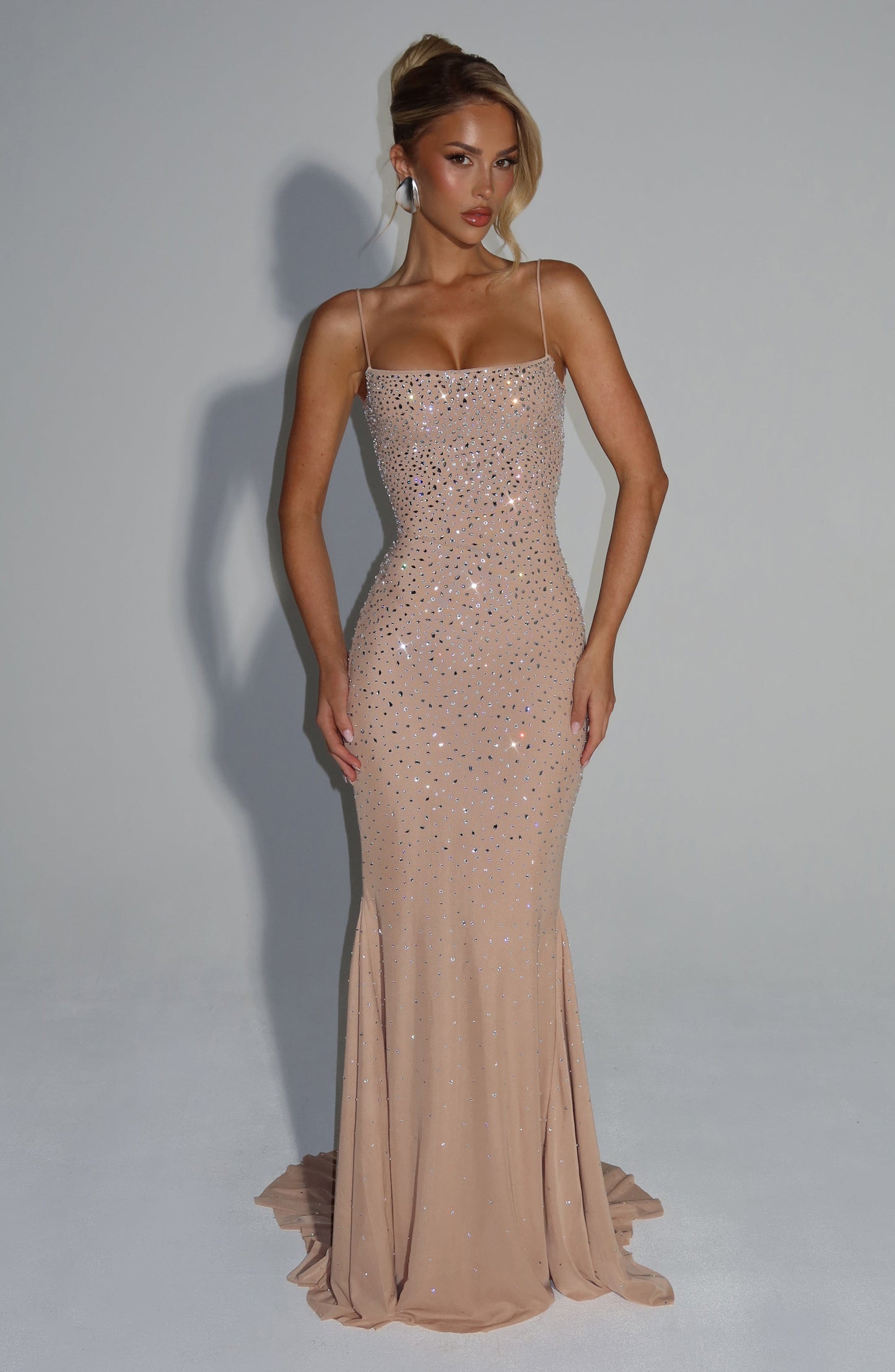 Abendkleid Glitzer mit Strasssteinen Rückenschnürung Elegant