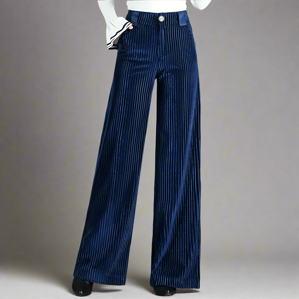 Elegante Cordhose Hoher Bund Weite Bein