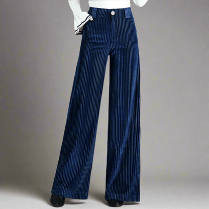 Elegante Cordhose Hoher Bund Weite Bein