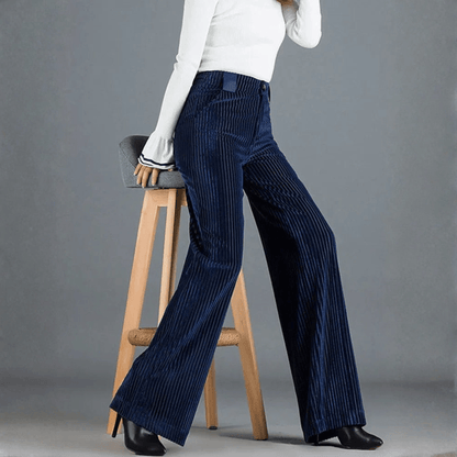Elegante Cordhose Hoher Bund Weite Bein
