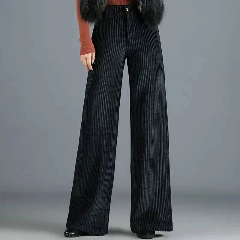schwarze cordhose damen mit weitem bein