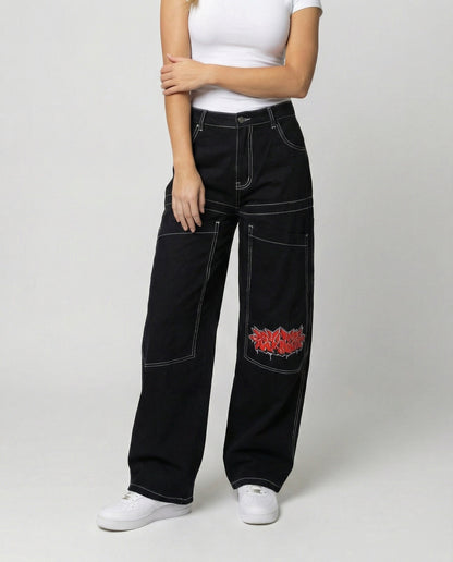 Bequeme Baggy Jeans Denim Lässig Weite Passform
