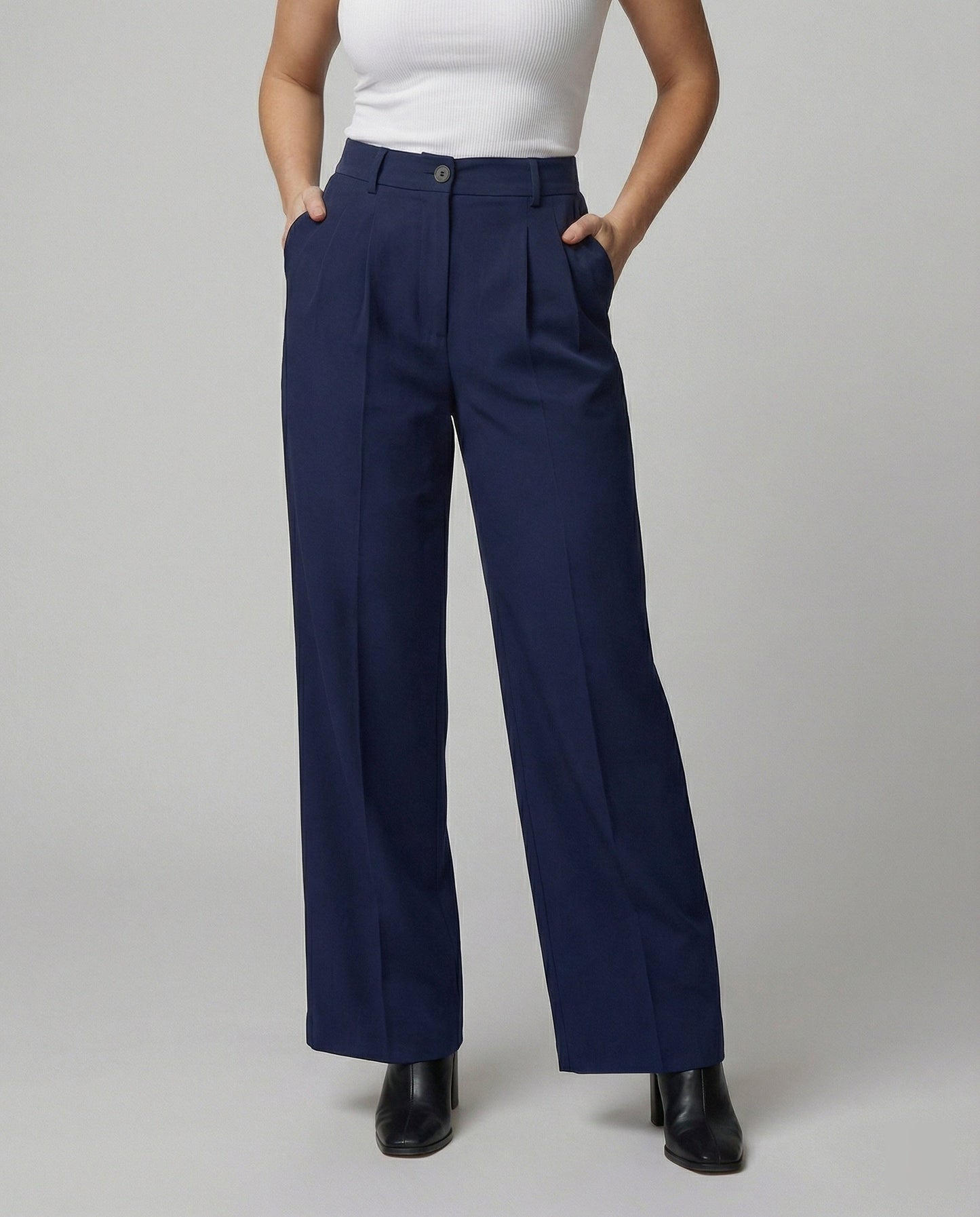 Damen Hose Weite Bequem Hochtailliert Komfort - BerlinGlamour