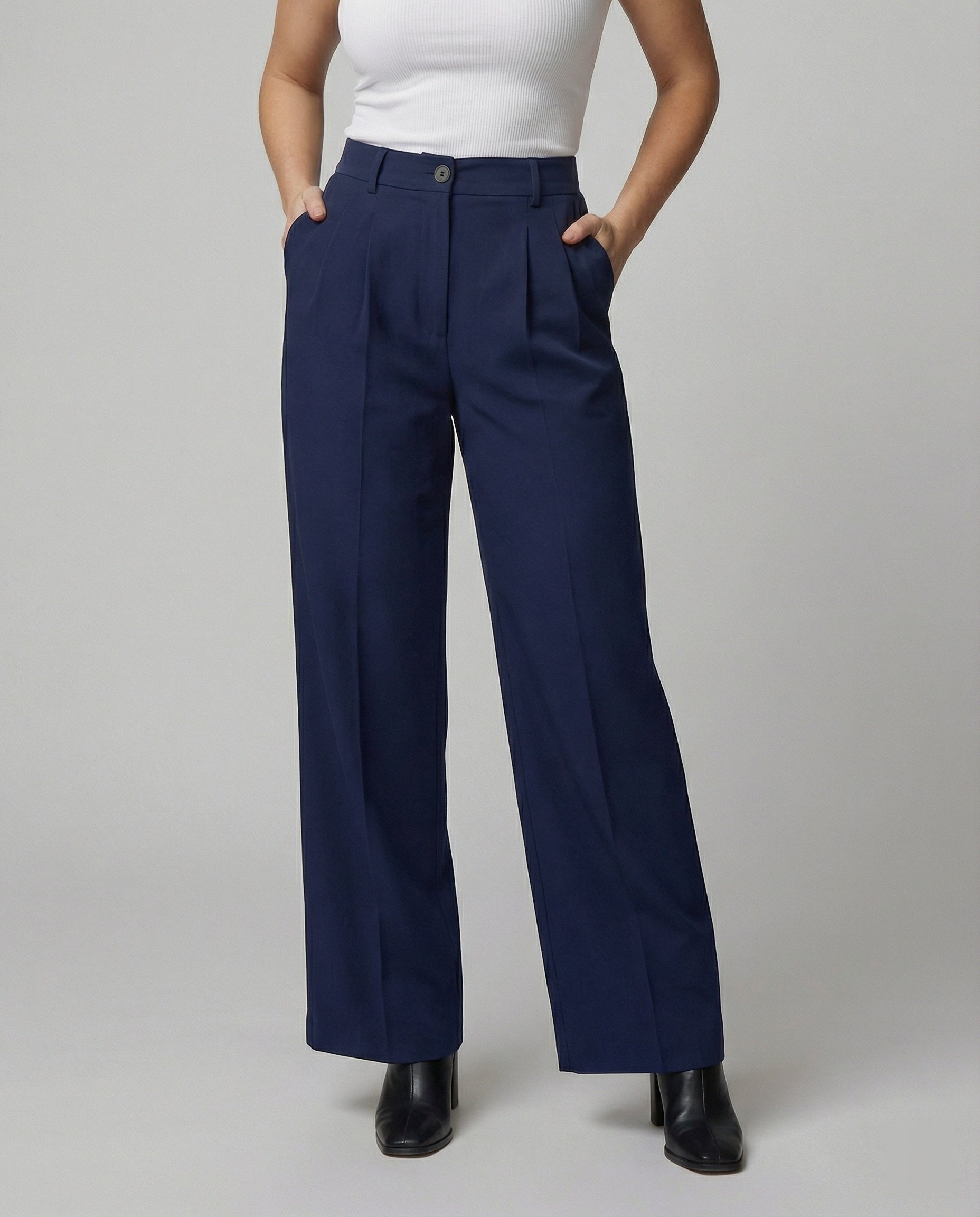 Damen Hose Weite Bequem Hochtailliert Komfort - BerlinGlamour