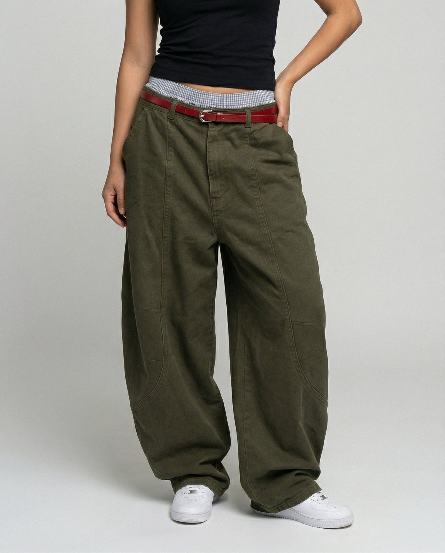 Damen Stoffhose Weite Bequem Urban Chic