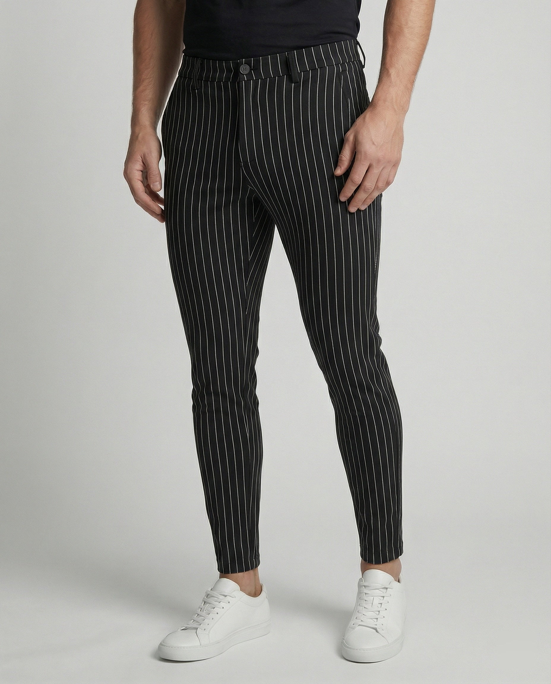 Herren Slim-Fit Hose Gestreift Modern Bequem - BerlinGlamour