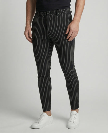 Herren Slim-Fit Hose Gestreift Modern Bequem - BerlinGlamour
