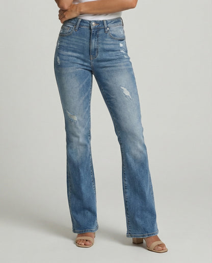 Damen Jeans Hohe Taille Vintage Bootcut Damenjeans