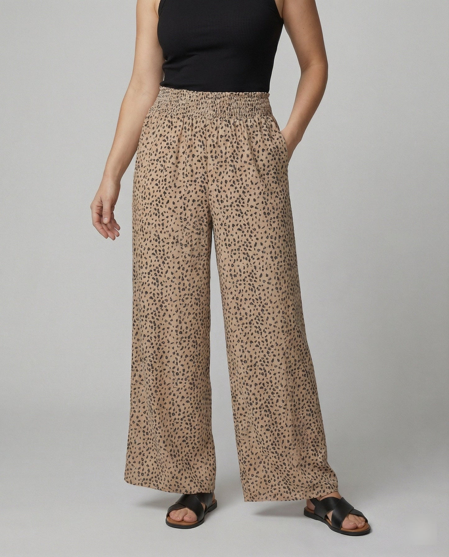 Weite Damen Leinenhose Elastischer Bund Lässiger Schnitt - BerlinGlamour