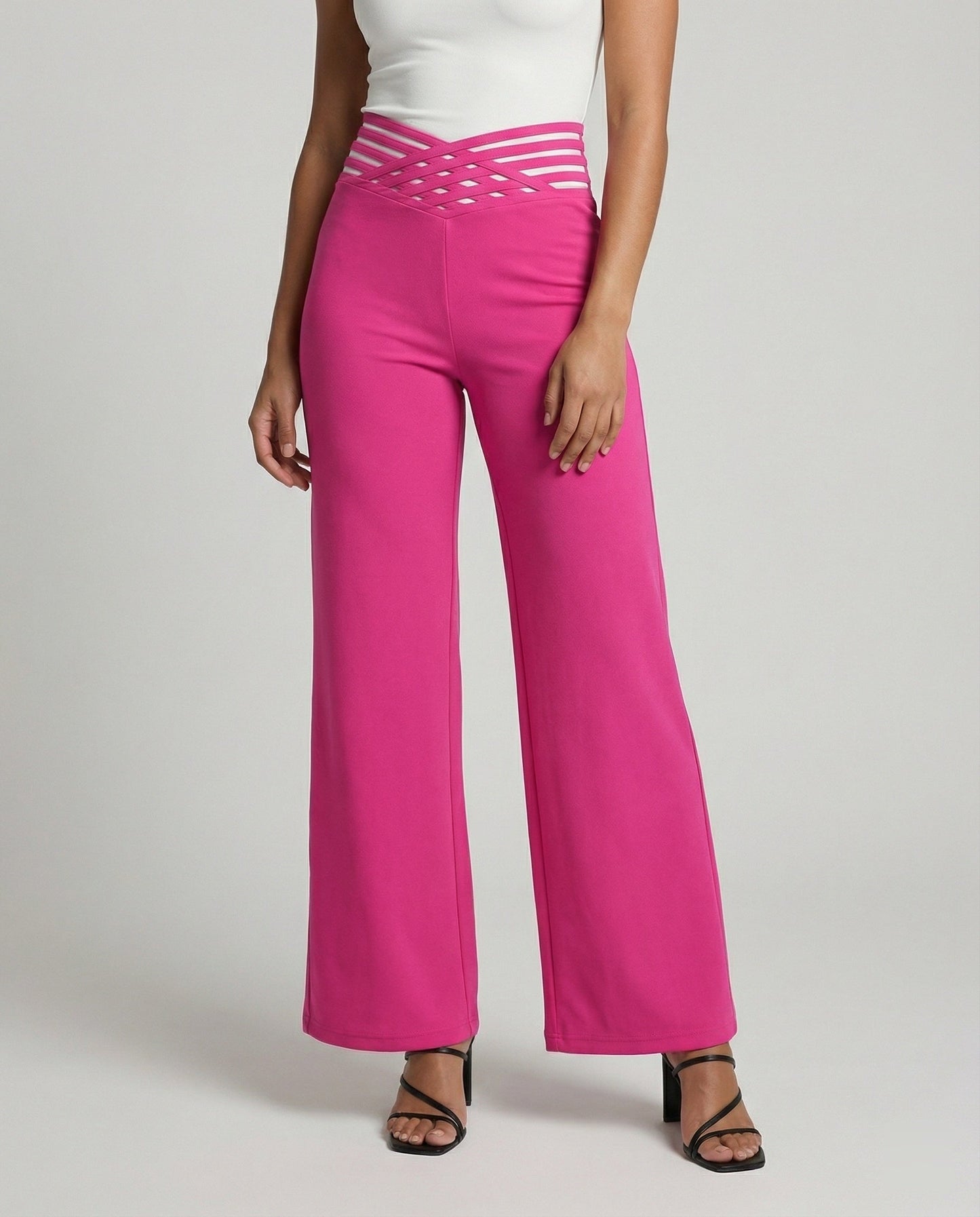 Damen Palazzo-Hose Weit Bequem Mit Cut-Outs Trendy