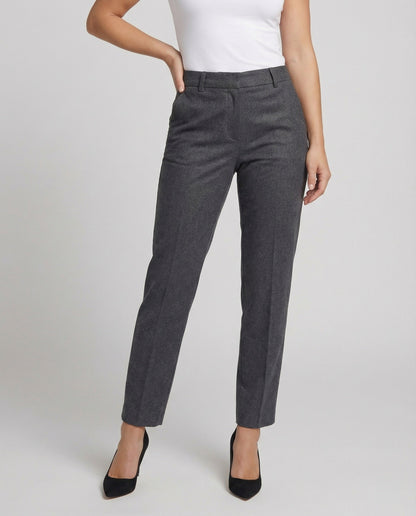 Damen Stoffhose Slim Fit Woll Schwarz Elegante Hose