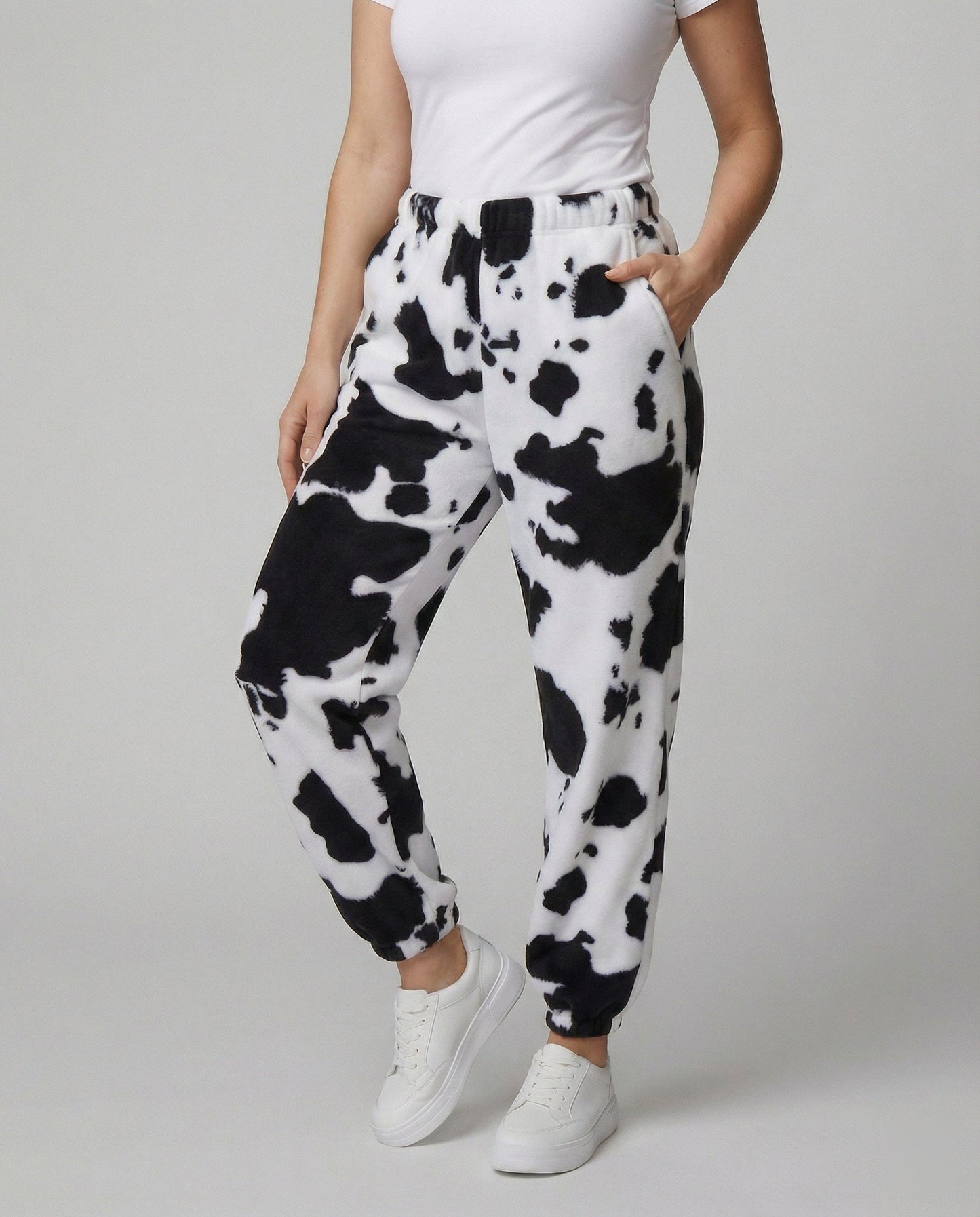 Damen Hose Cowprint elastisch mit Bund und Bündchen - BerlinGlamour