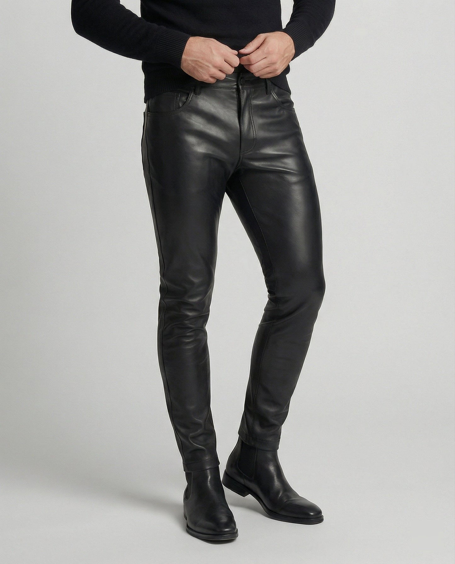 Herren Slimfit Hose aus Kunstleder Schwarz - BerlinGlamour