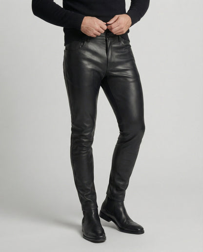 Herren Slimfit Hose aus Kunstleder Schwarz - BerlinGlamour